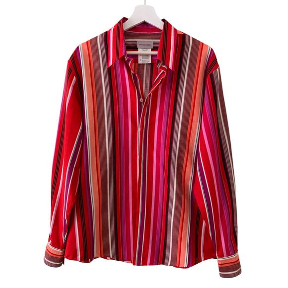 VERSACE CLASSIC Vintage 90's Vibrant Striped Long Sleeve Button Down Shirt 41/16